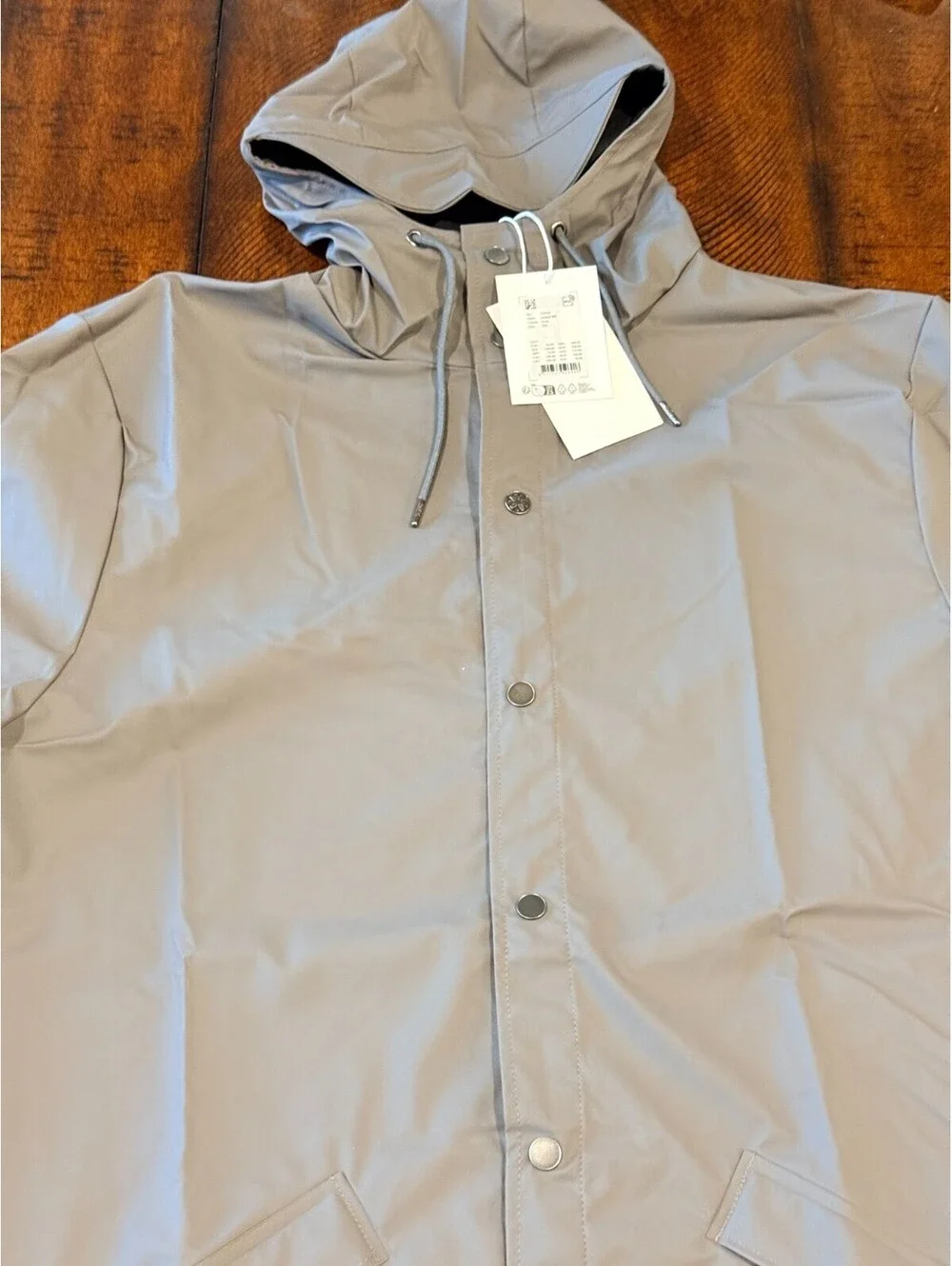 RAINS Jacket W3 Grey  Waterproof Hooded Rain Jacket Unisex XXL NWT